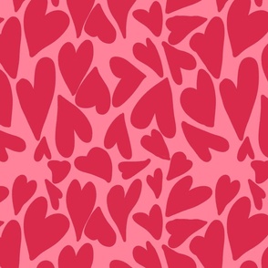 Crazy Jumbo Hearts in Red Hot on Dark Pink
