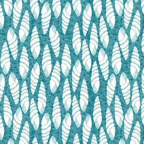 Teal and white cross stitch sea shells