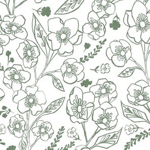 Folk Floral_loden on natural