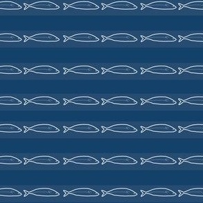 Mackerel Stripe  small scale - Jetty Blue - 4.5 inches