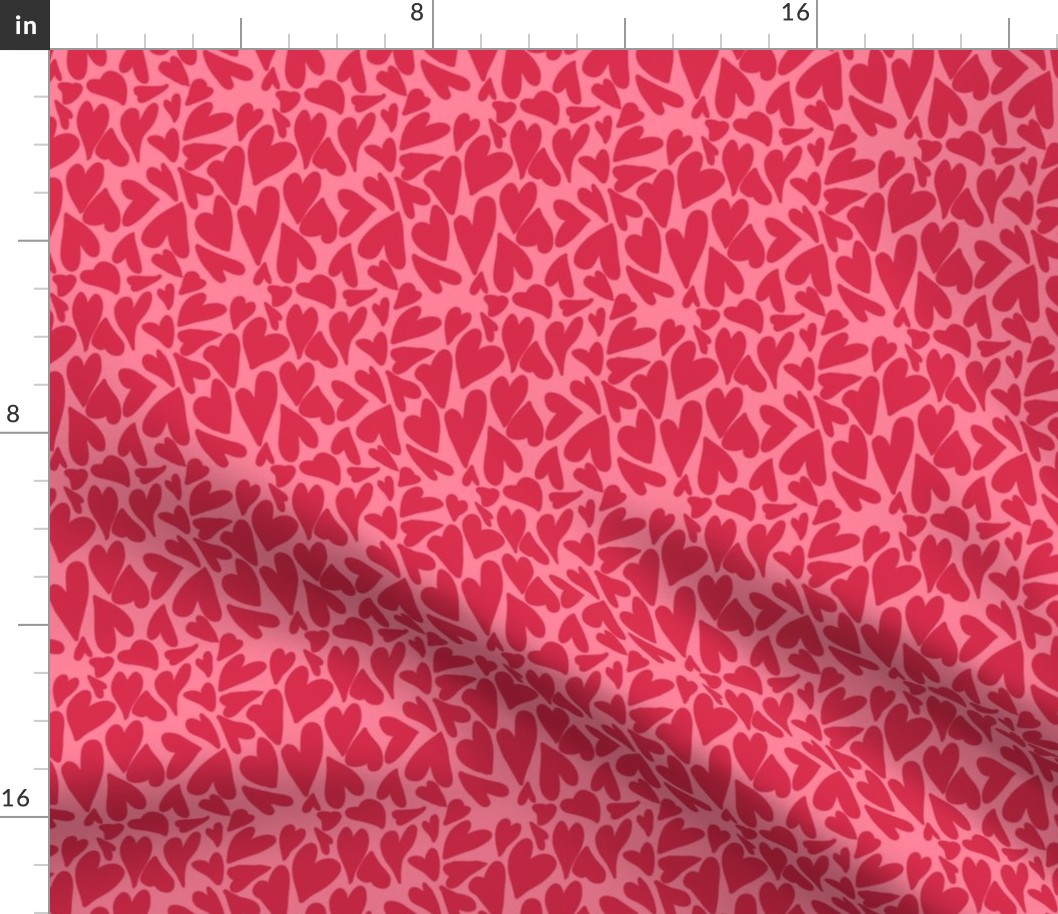 Crazy Small Hearts in Red Hot on Dark Pink