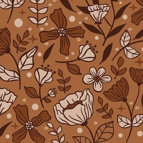 Simple Decorative Flowers / Light Brown Version / Medium Scale