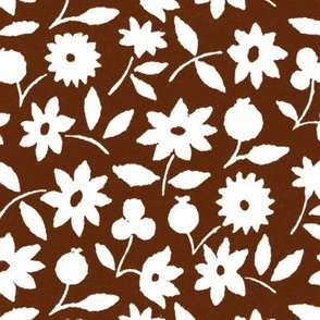 1929 White Flowers by Charles Goy - in Chocolate Brown