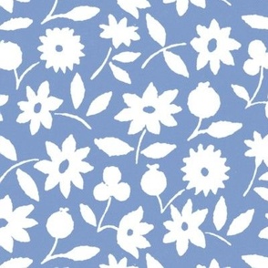 1929 White Flowers by Charles Goy - in Wedgewood Blue