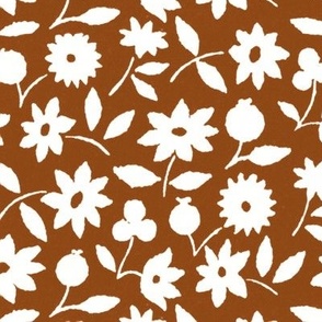 1929 White Flowers by Charles Goy - in Leather Brown