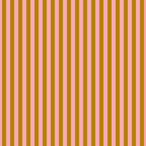 Ochre and Pink 1 /2 Inch Vertical Cabana Stripes