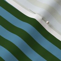 Evergreen and Blue 1/2  Inch Vertical Cabana Stripes