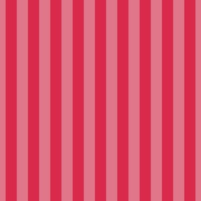 Red Hot and Dark Pink 1 Inch Vertical Cabana Stripes


