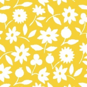 1929 White Flowers by Charles Goy - in Saffron Yellow