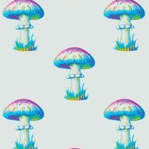 Colorful Mushrooms on Solid Beige Background