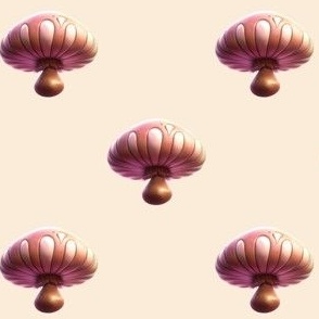 Pink Mushrooms on Solid Pink Background