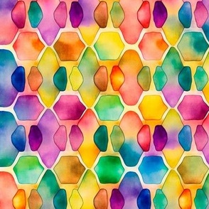 colorful watercolor gems pattern