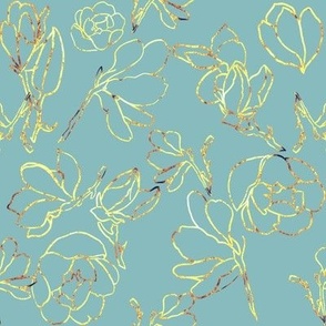 Gray blue gold magnolias