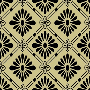 Diamond Floral Gold Black