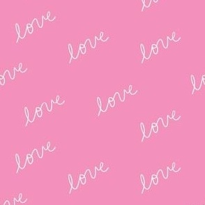 Simple handwritten lowercase love print in pink  make the perfect Valentine's Day home decor and baby and kids apparel and accessories!