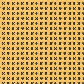 micro - XOXO - XO HEART - Valentine's Day - Hugs and Kisses - Charcoal Black x Mustard Yellow