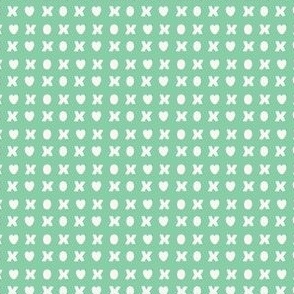 micro - XOXO - XO HEART - Valentine's Day - Hugs and Kisses - Mint Green x Ivory