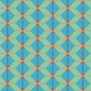Blue, Light Green and Red Geometric Design