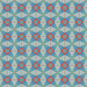 Blue, Teal and Red Geometric Design