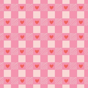 Hearty checks - baby pink, light pink and red // small scale