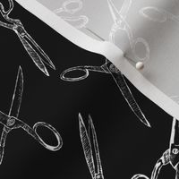 Vintage Scissors, White on Black