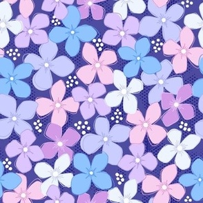 Hydrangea petals - navy background