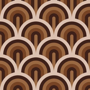 Art Deco scales earthy brown large Wallpaper