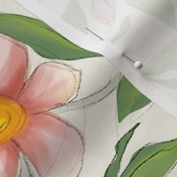 Oleander botanical design with watercolor effect (medium size version)