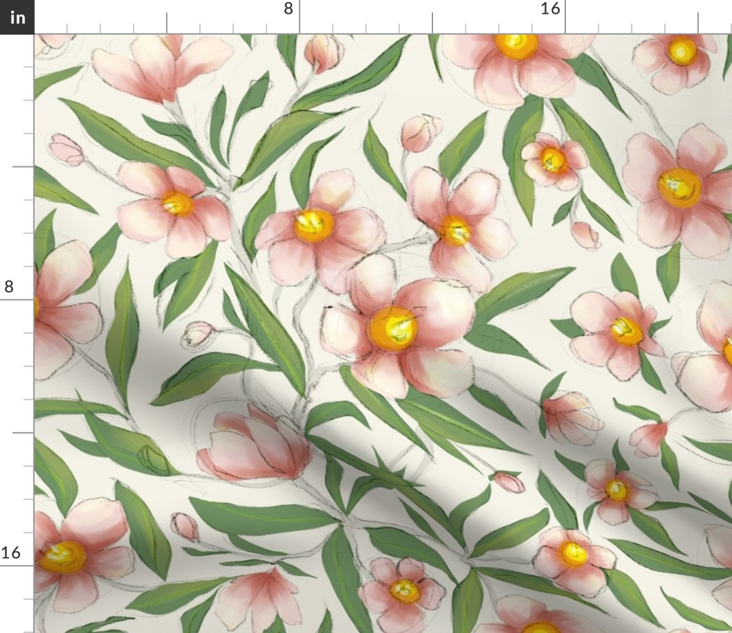 Oleander botanical design with watercolor effect (medium size version)