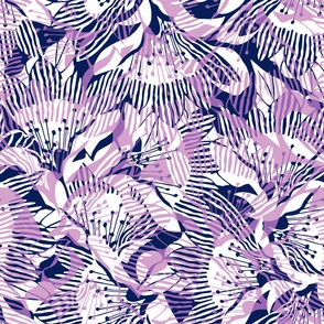 Abstract Stripe Floral - Purple