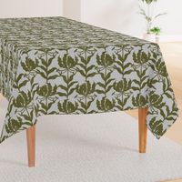 Glory Lily - Olive Green on Grey (Medium Scale)