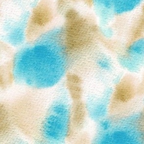 watercolor wash texture in aqua and earthy - painted abstract for modern home decor a525-4