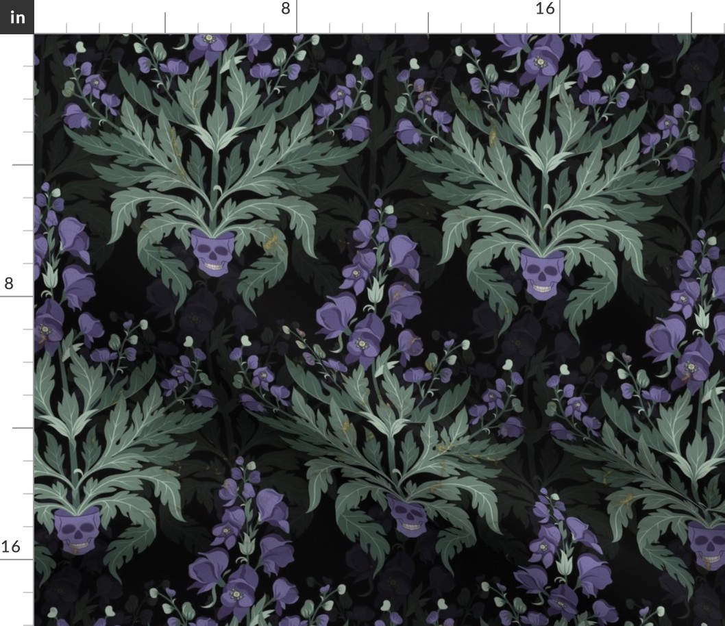 medium // Deadly beauty monkshood plant on black