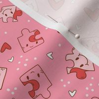 Medium Scale We Are A Perfect Pair Puzzle Pieces Love and Hearts on Pink