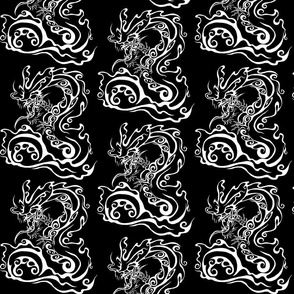 Year of the Dragon - White on Black (Swatch sized)