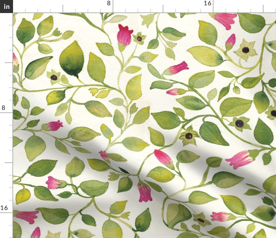 Belladonna, floral water color pattern, botanicalpattern