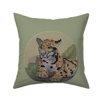 Cross Stitch Clouded Leopard for Pillow