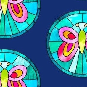 colorful butterfly medallion in stained glass style | medium