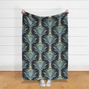 King Sago Palm - Modern Art Deco Palm trees in deep navy, and ombre shades of blue/green/gold