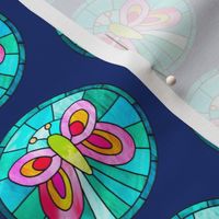 colorful butterfly medallion in stained glass style | small