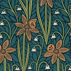 Narcissus Floral | Large Scale | Vintage Daffodils