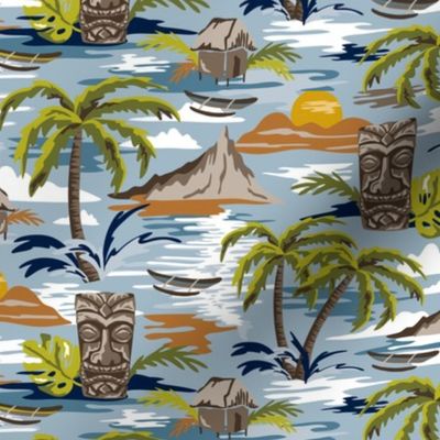 Lost Paradise - Mid Century Modern Tiki Blue Regular Scale 