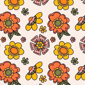 Retro Floral Blossom Pearl