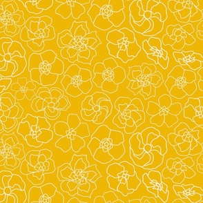 Retro Floral Linework (23") - yellow, cream (ST2023RFL)