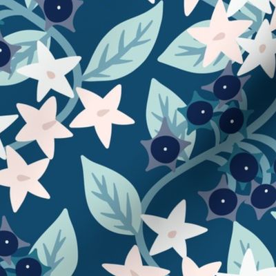 Deadly Nightshade Belladonna moonlight teal pink 12 wallpaper scale by Pippa Shaw