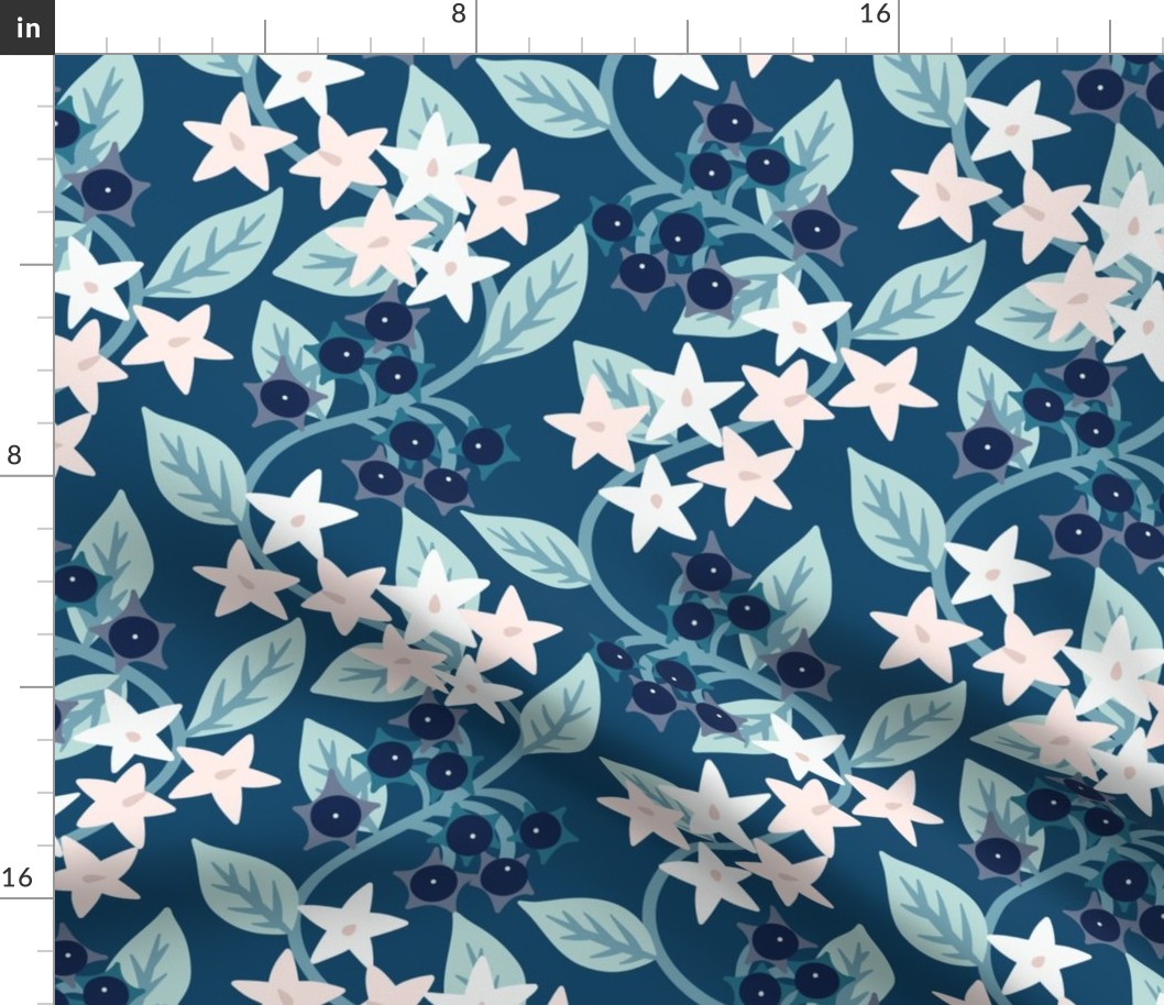 Deadly Nightshade Belladonna moonlight teal pink 12 wallpaper scale by Pippa Shaw