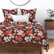 Deadly Nightshade Belladonna navy coral 24 XL wallpaper scale by Pippa Shaw