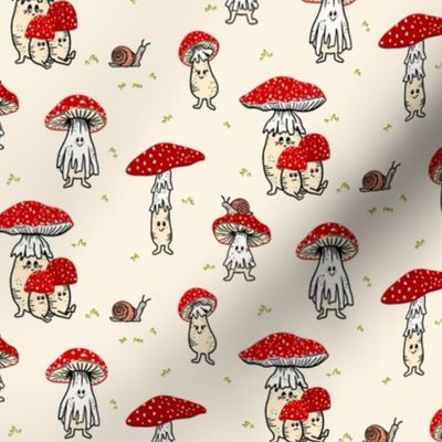 Red Mushroom Fairies Amanita - Poisonous but Cute by Angel Gerardo