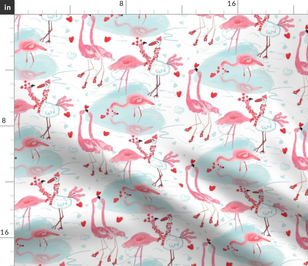 Valentines Flamingos SMALL SCALE