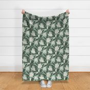 Datura  - extra large - mint, forest green, and alabaster